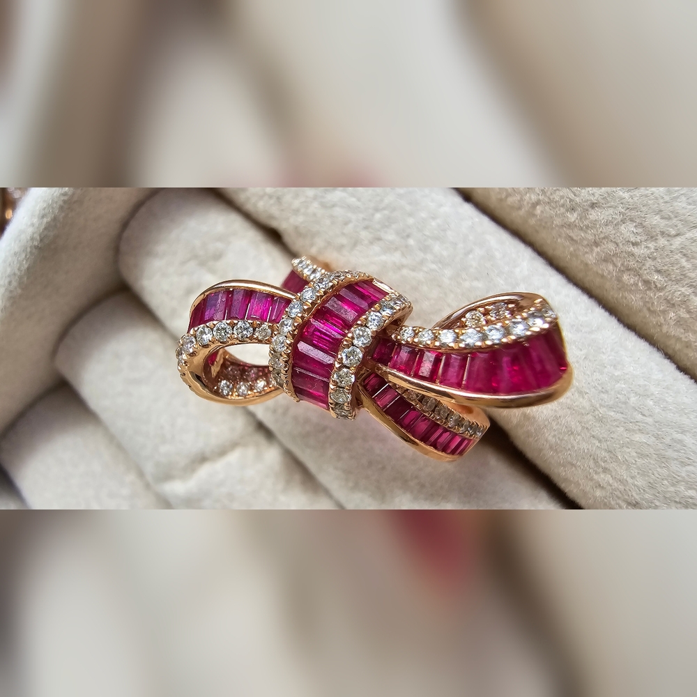 14K Rose Gold Ruby and Diamond  Ring
